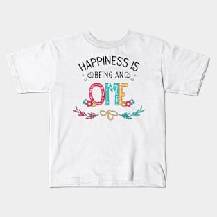 Happiness Is Being An Ome Wildflowers Valentines Mothers Day Kids T-Shirt